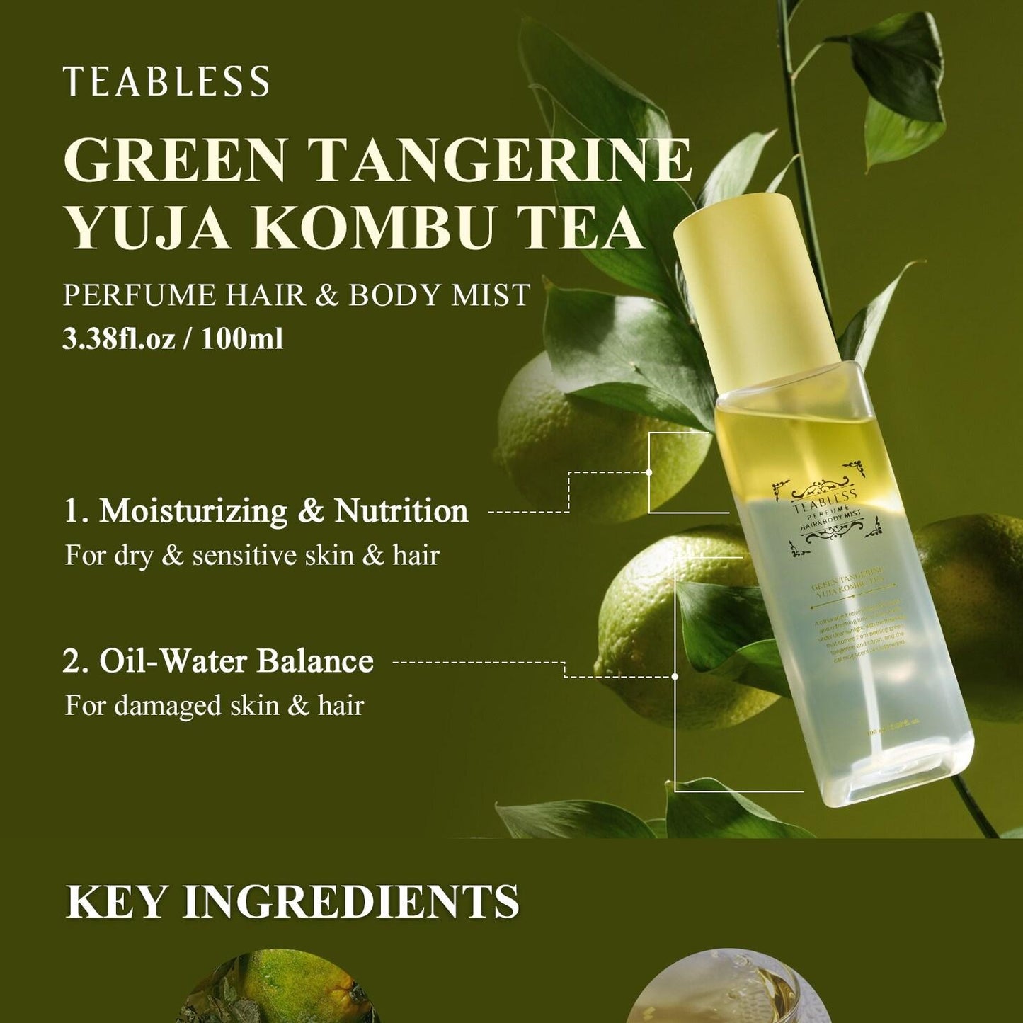 Teabless Green Tangerine & Yuzu Kombu Tea Perfume Hair & Body Mist 100ml