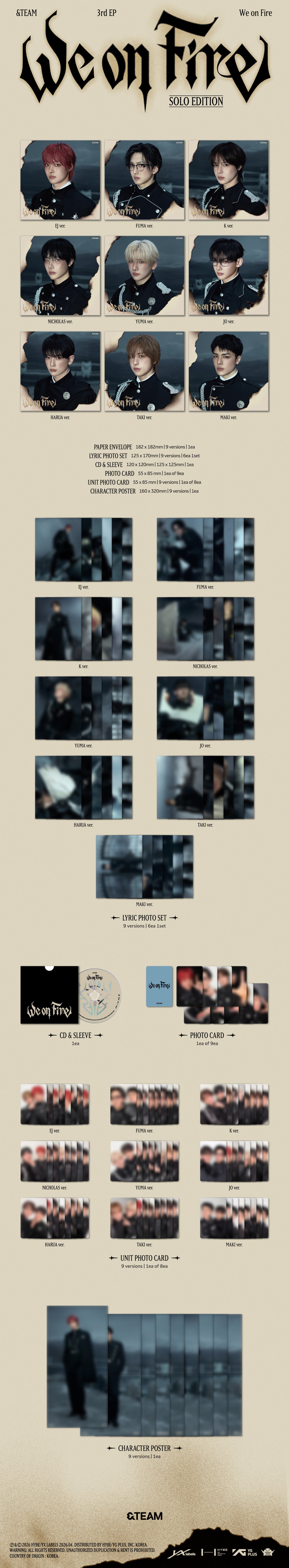 &TEAM 3rd EP 'We on Fire' SOLO EDITION (9 TYPES Random)