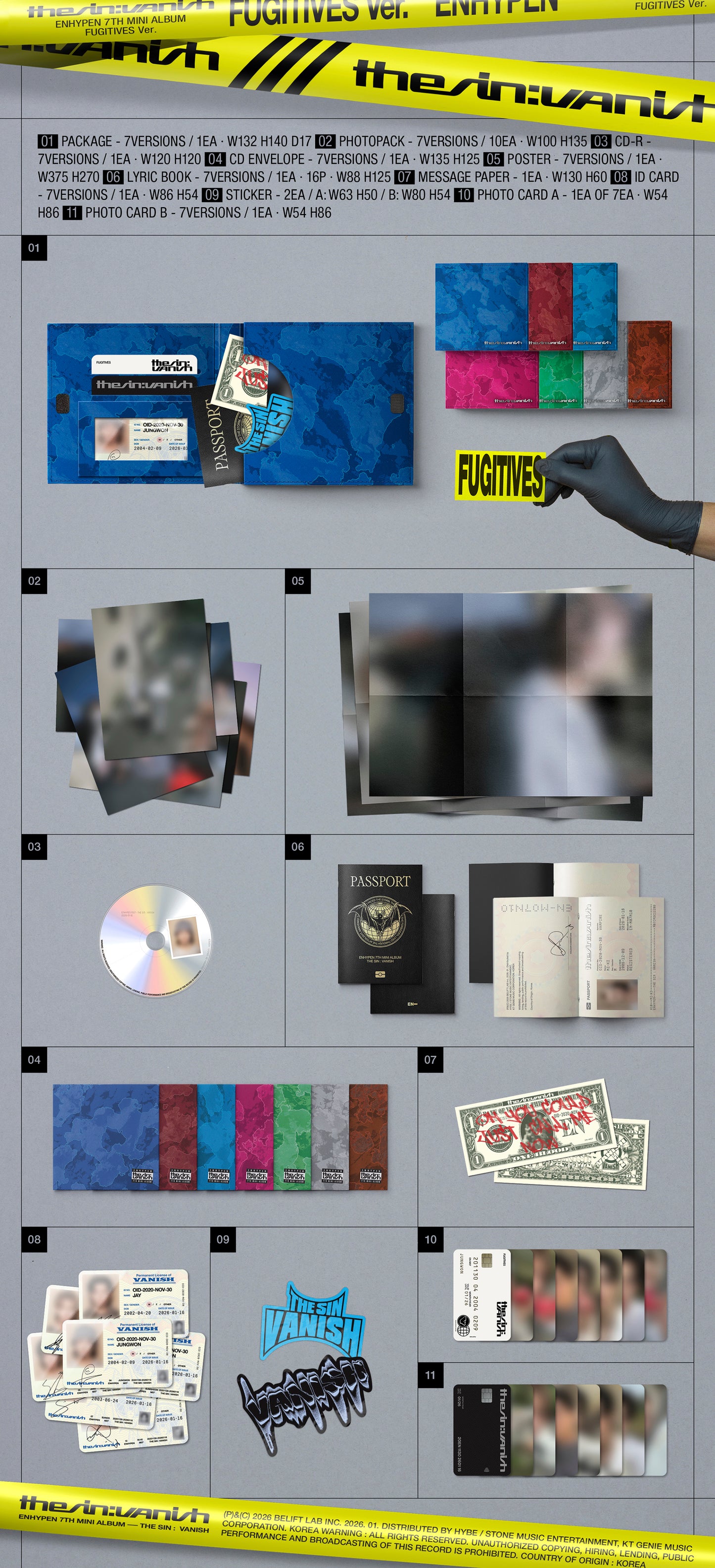ENHYPEN - 7th mini album 'THE SIN VANISH' (FUGITIVES Ver.) (7 TYPES Random)