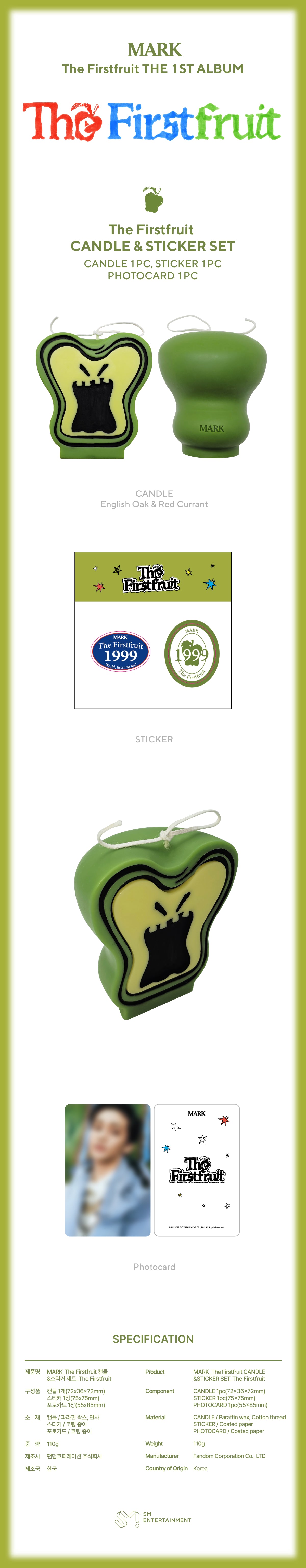 NCT MARK - The Firstfruit CANDLE + STICKER SET