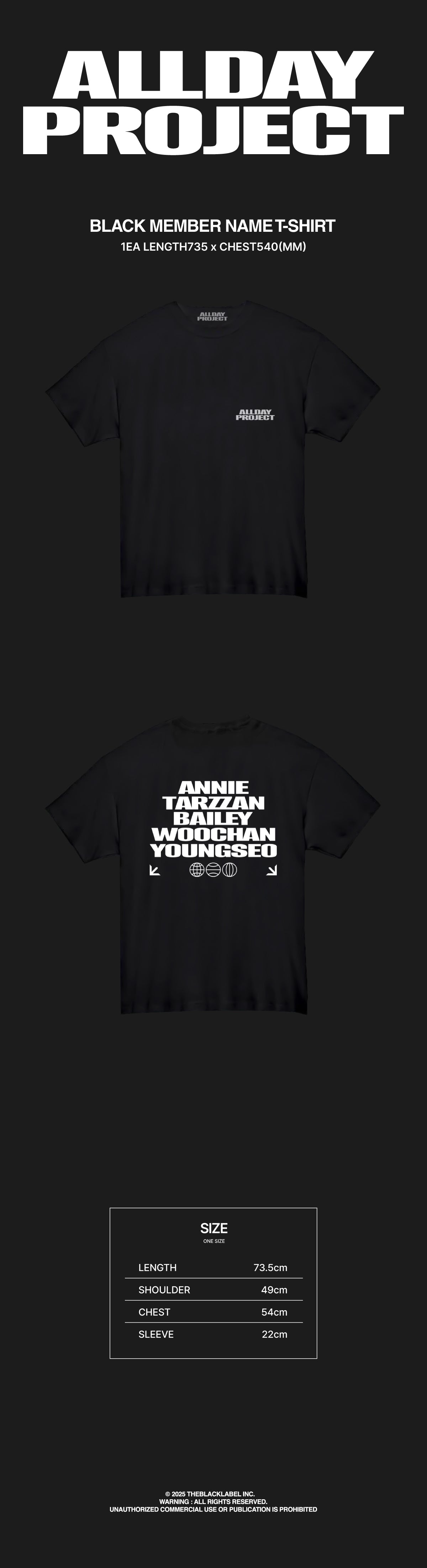 ALLDAY PROJECT BLACK MEMBER NAMES T-SHIRT