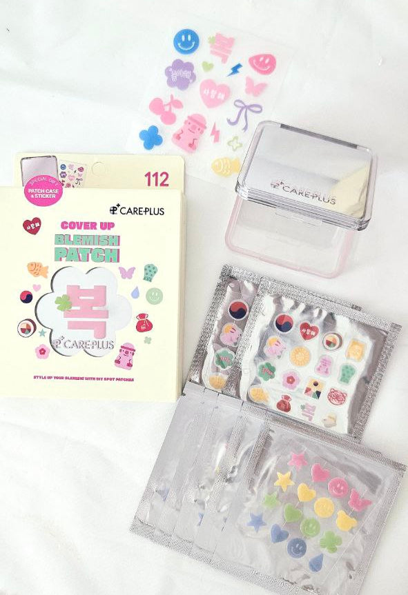 CARE PLUS COVER UP BLEMISH PATCH 112 patches ( K-STYLE PACK 32ea + HAPPY MOOD PACK 80ea ) + GIFT CASE & DECO STICKER