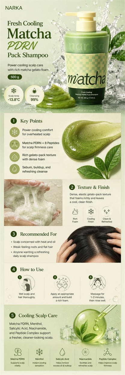 narka Fresh Cooling Matcha-PDRN Pack Shampoo 500g