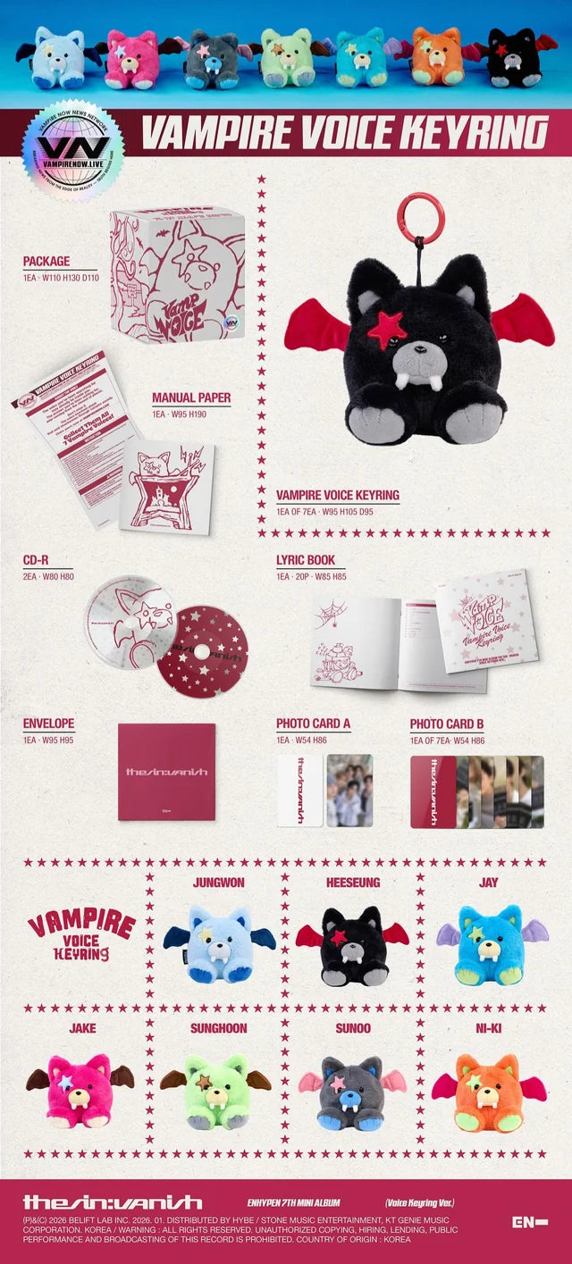 ENHYPEN - 7th mini album 'THE SIN VANISH' (Voice Keyring Ver.) (7 TYPES Random)