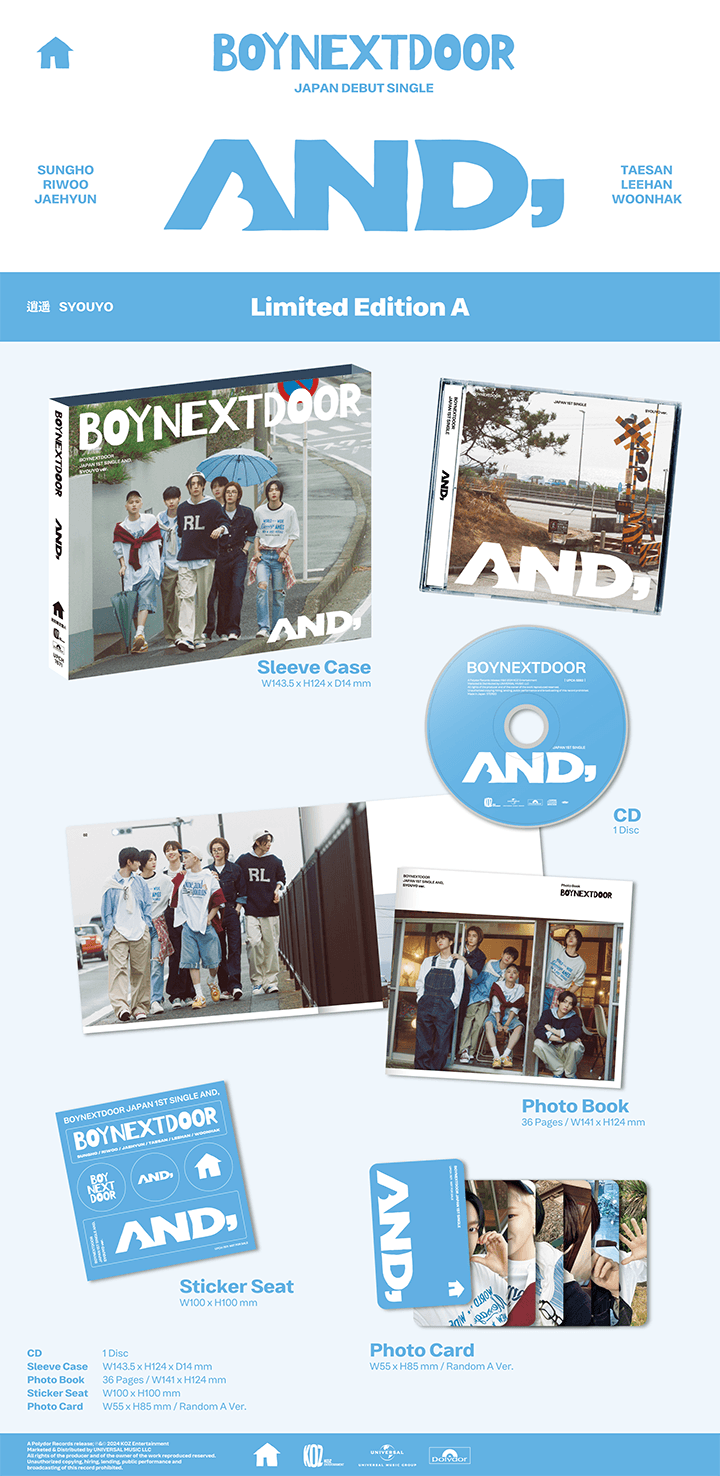 [JP] BOYNEXTDOOR - JAPAN 1ST SINGLE ALBUM [AND,] (LIMITED/STANDARD Ver.)