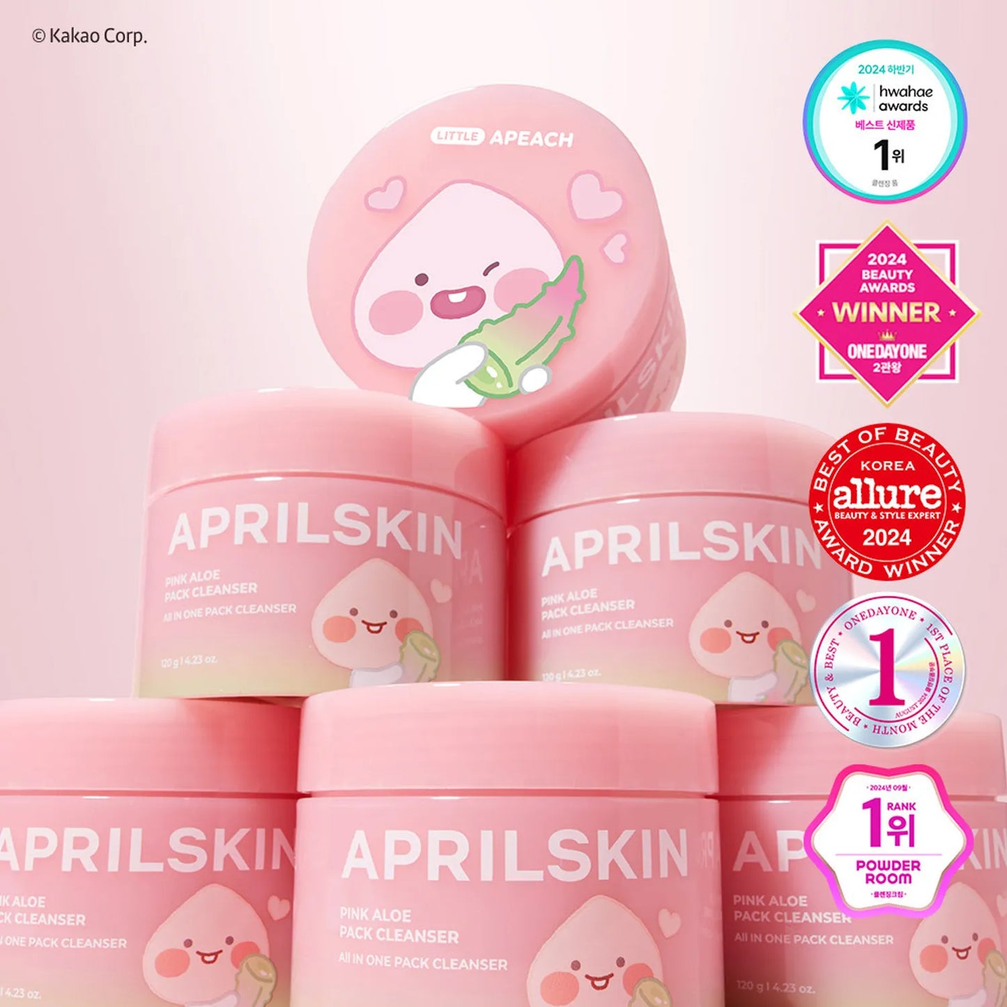 APEACH X April Skin Pink Aloe Pack Cleanser 120g + Gift