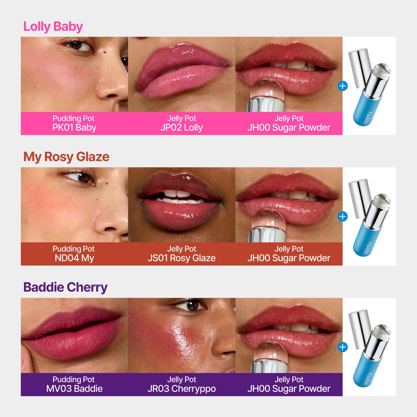 fwee Lip&Cheek Starter Set [3 Types]