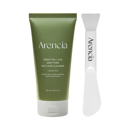 Arencia Green Tea LHA Deep Pore Rice Cake Cleanser 150g Set (+spatula brush)