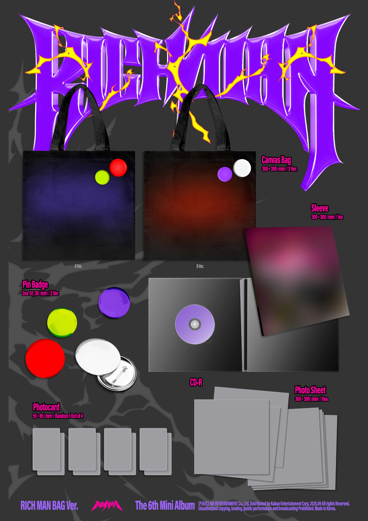 aespa - 6th mini album [Rich Man] (RICH MAN BAG Ver.) (2 TYPES Random)