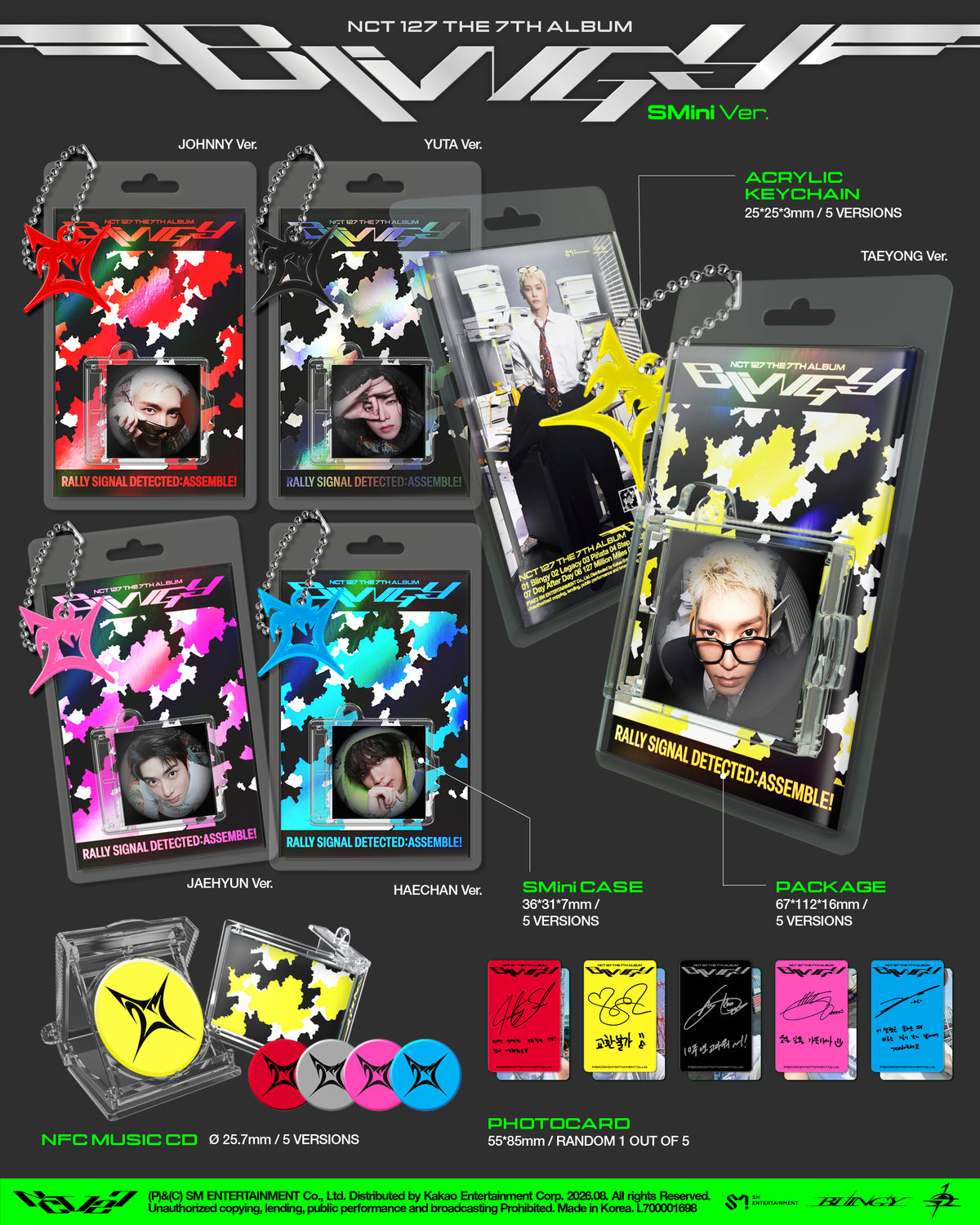NCT 127 - 7th Full Album [BLINGY] (SMini Ver.) (Smart Album) (5 TYPES Random)