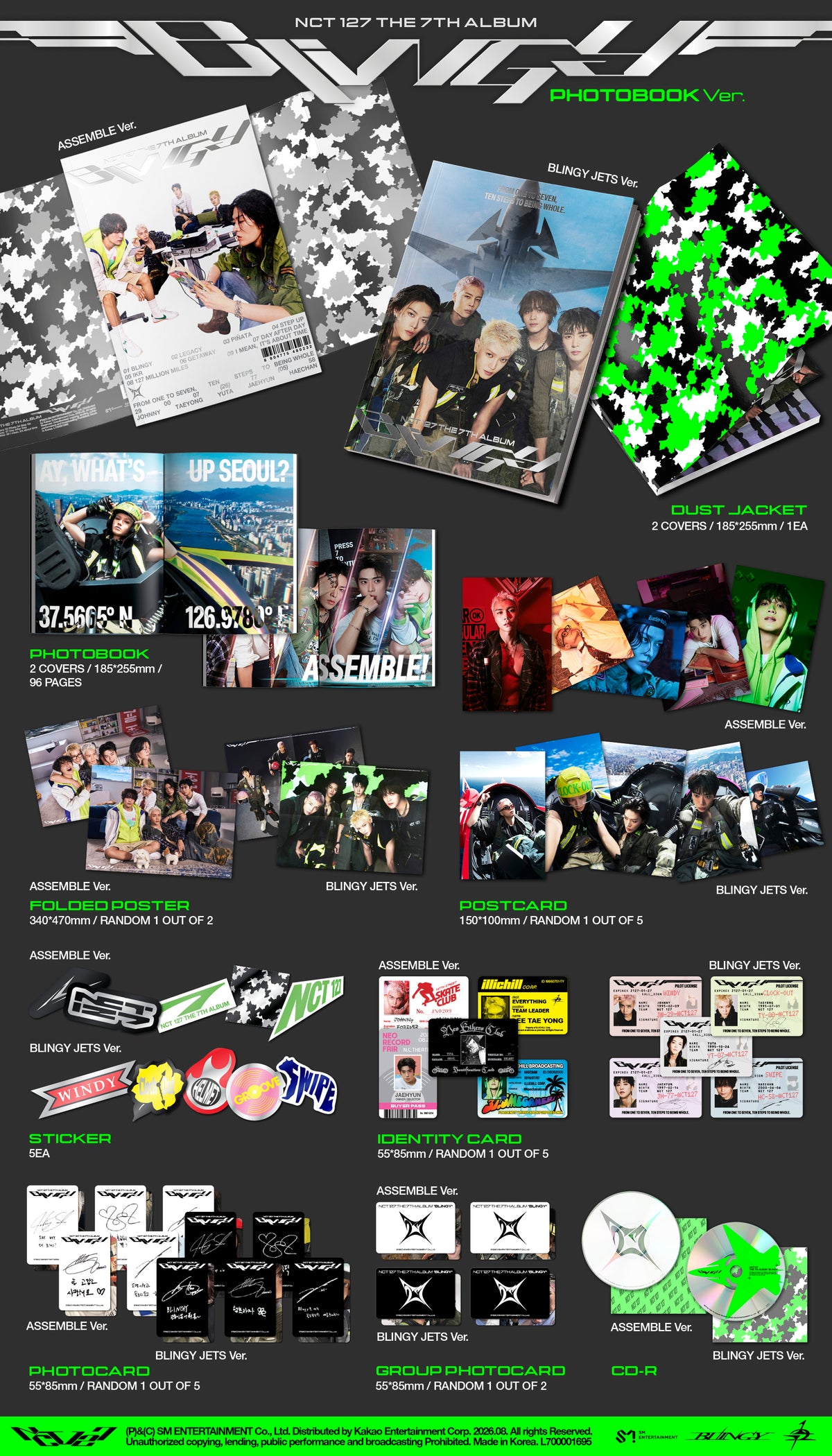 NCT 127 - 7th Full Album [BLINGY] (Photobook Ver.) (2 TYPES Random)