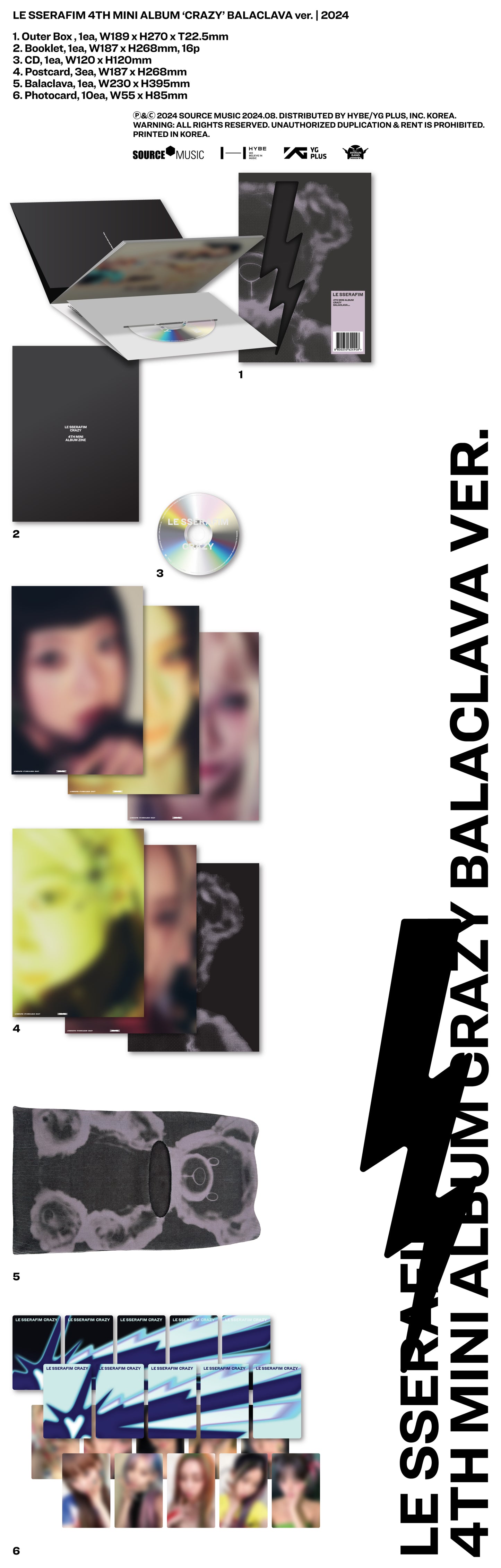 LE SSERAFIM - 4TH MINI ALBUM [CRAZY] (BALACLAVA Ver.)