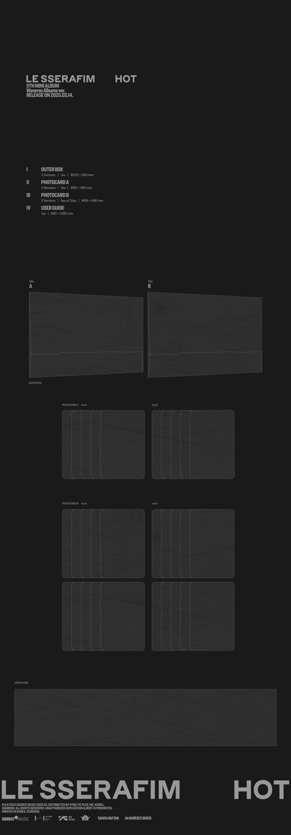 LE SSERAFIM - 5th mini album 'HOT' (Weverse Albums ver.) (2 TYPES Random)