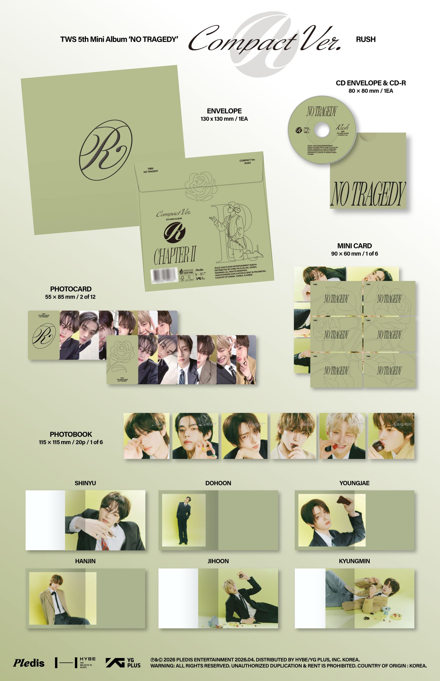 TWS - 5th Mini Album 'NO TRAGEDY' (COMPACT Ver.) (RUSH) (6 TYPES Random)