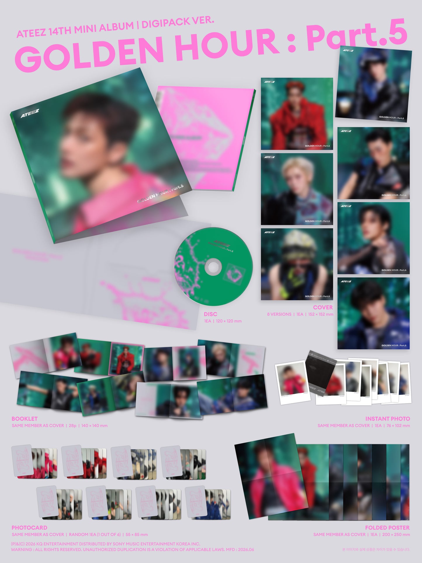 🎁 SOUNDWAVE BENEFIT 🎁ATEEZ - 14th mini album [GOLDEN HOUR : Part.5] (DIGIPACK Ver) (8 TYPES Random)