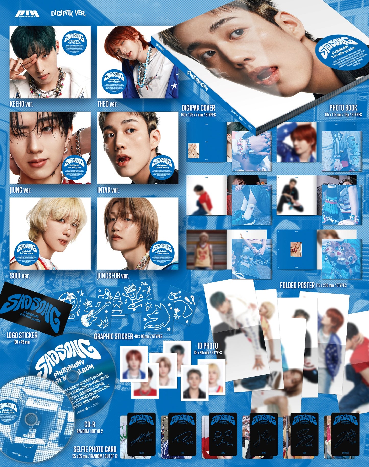 P1Harmony - 7th Mini Album [SAD SONG] (Digipack Ver.) (6 TYPE Random)