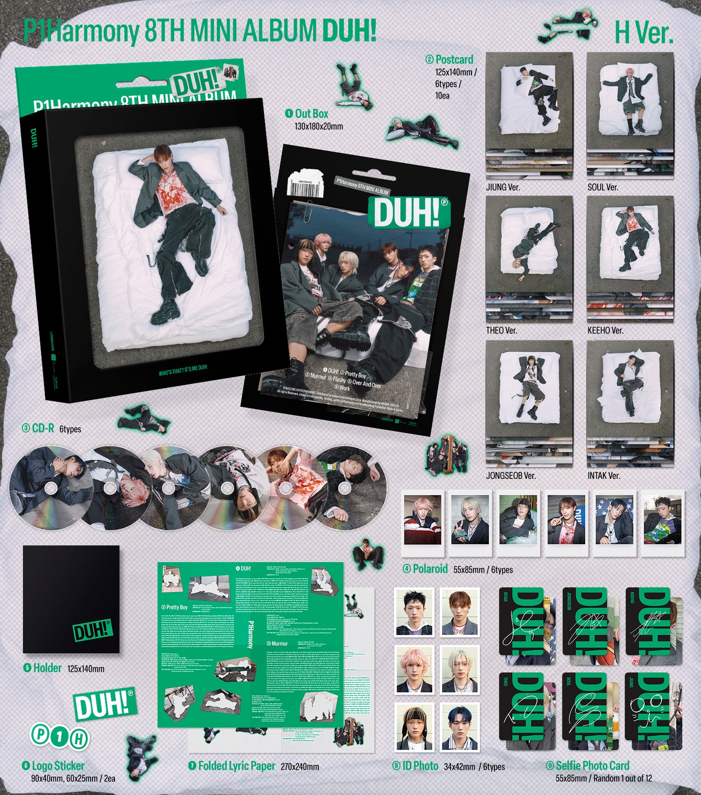 P1Harmony - 8th mini album [DUH!] (H Ver.) (Compact Ver.) (6 TYPES Random)