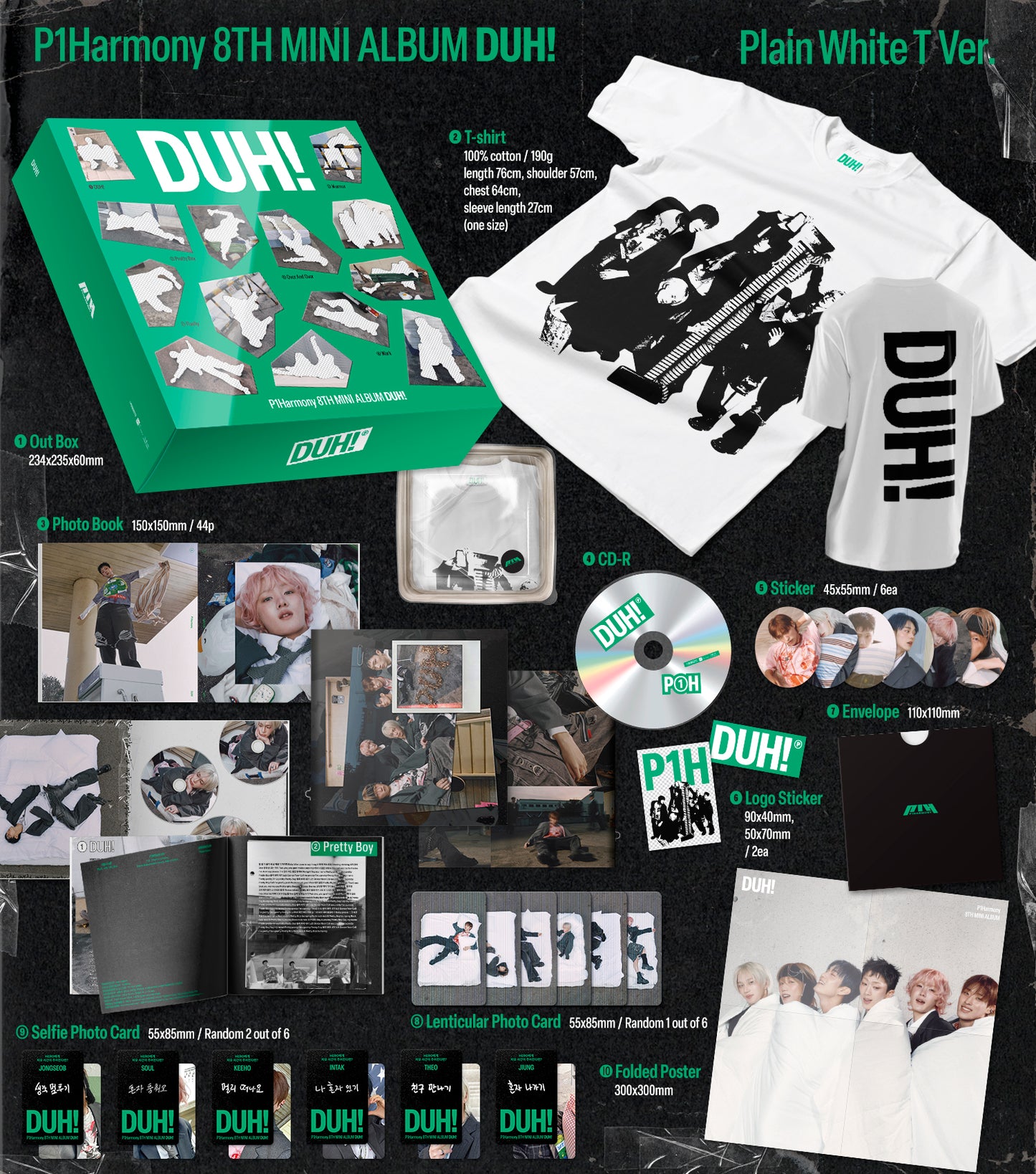 P1Harmony - 8th mini album [DUH!] (Plain White T Ver.) (MD Ver.) (Limited Edition)
