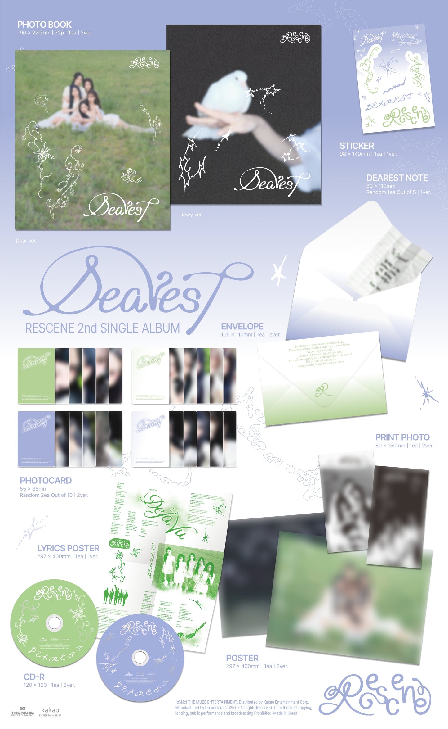RESCENE - 2nd Single Album [Dearest] (2 TYPES Random)