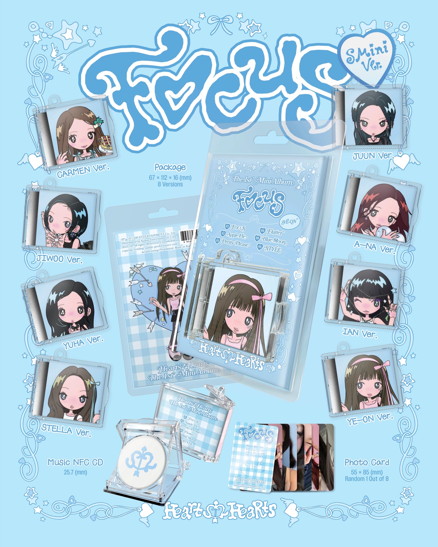 Hearts2Hearts - 1st mini album [FOCUS] (SMini Ver.) (Smart Album) (8 TYPES Random)