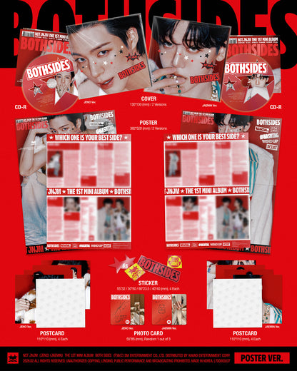🎁 MAKESTAR POB 🎁 NCT JNJM - 1st mini album [BOTH SIDES] (POSTER Ver.) (2 TYPES Random)