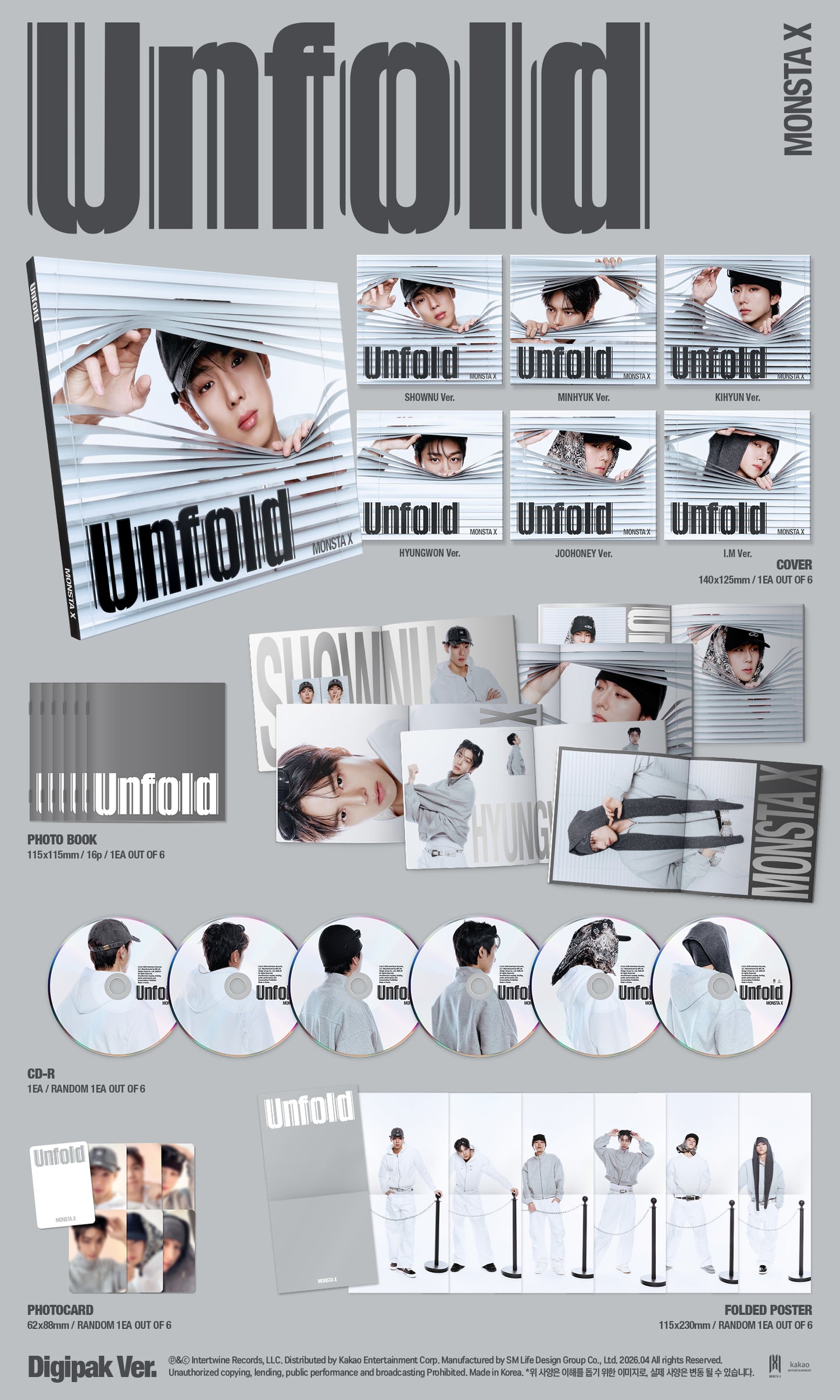 MONSTA X - US Full Album [Unfold] (DIGIPACK VER.) (6 TYPES Random)