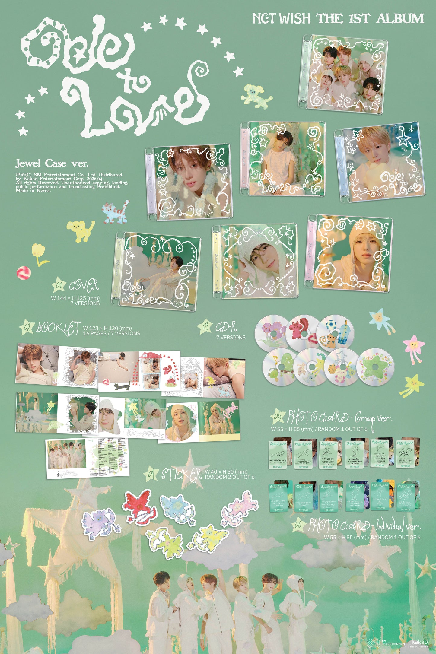 NCT WISH - 1st Full Album [Ode to Love] (Jewel Case Ver.) (7 TYPES Random)