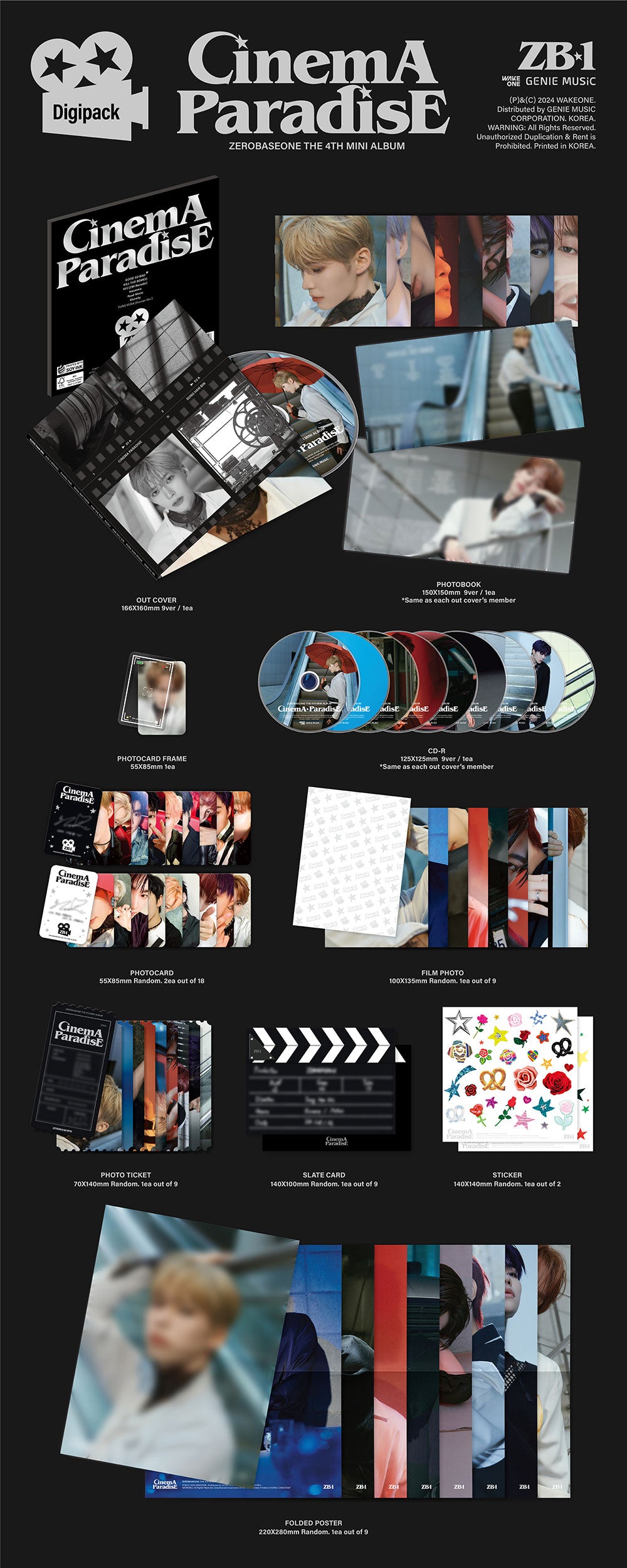 ZEROBASEONE - 4TH MINI ALBUM [CINEMA PARADISE] (Digipack Ver.) (Random Ver.)