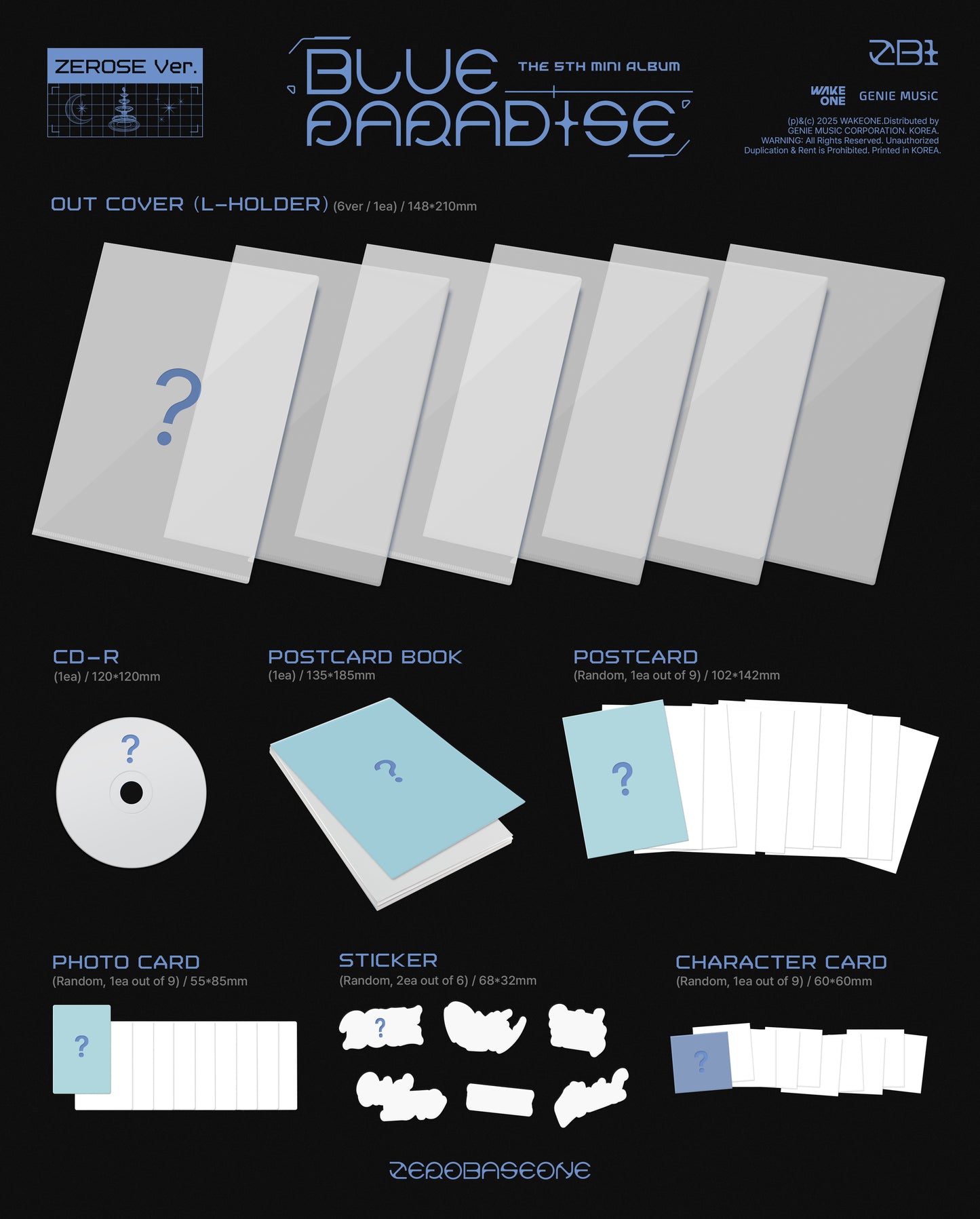 ZEROBASEONE - 5th mini album [BLUE PARADISE] (ZEROSE Ver.) (6 TYPES Random)