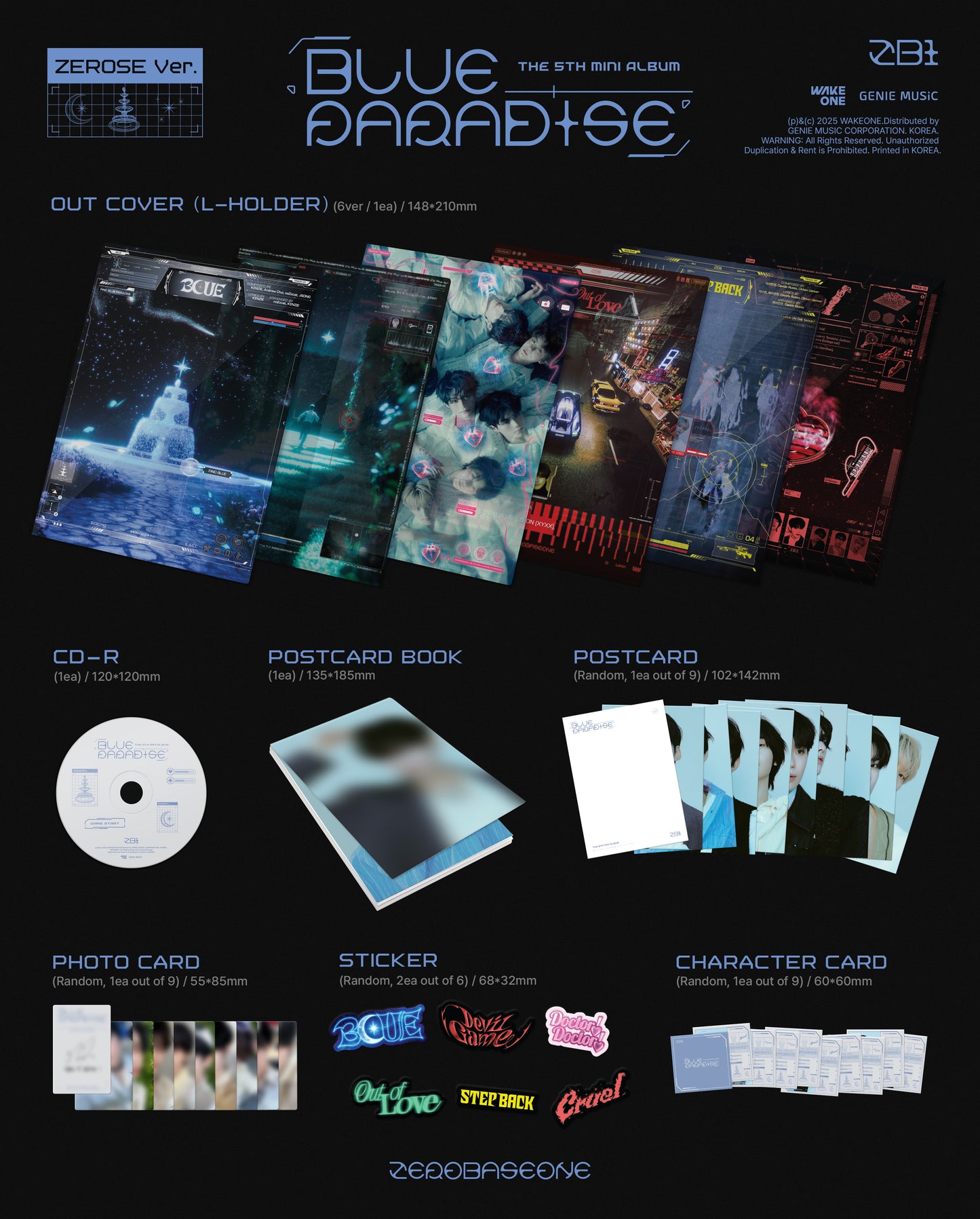 ZEROBASEONE - 5th mini album [BLUE PARADISE] (ZEROSE Ver.) (6 TYPES Random)