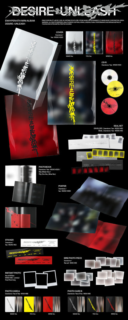 ENHYPEN - 6th mini album [DESIRE : UNLEASH] (3 TYPES Random)
