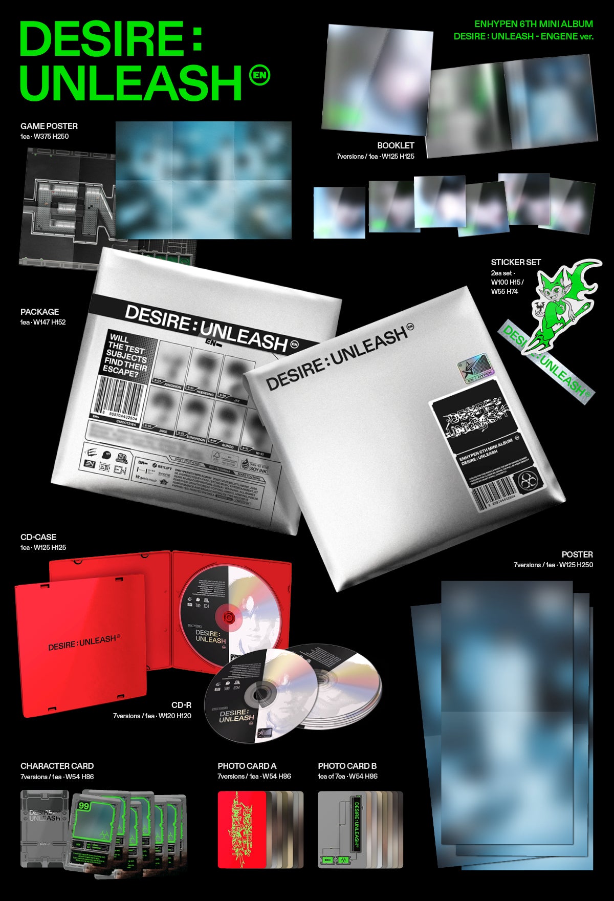 ENHYPEN - 6th mini album [DESIRE : UNLEASH] (ENGENE ver.) (7 TYPES Random)
