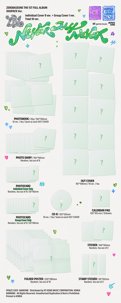 ZEROBASEONE - THE 1ST FULL ALBUM [NEVER SAY NEVER] (DIGIPACK Ver.) (10 TYPES Random