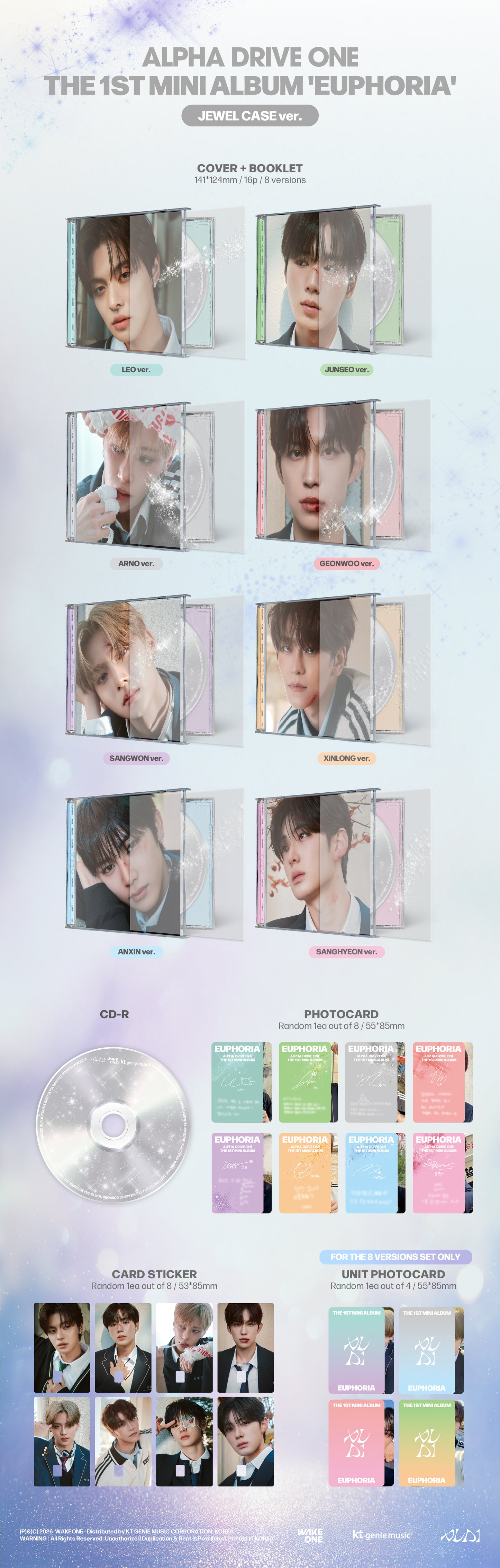 ALPHA DRIVE ONE - 1st mini album ‘EUPHORIA’ (JEWEL CASE ver.) (8 TYPES Random)