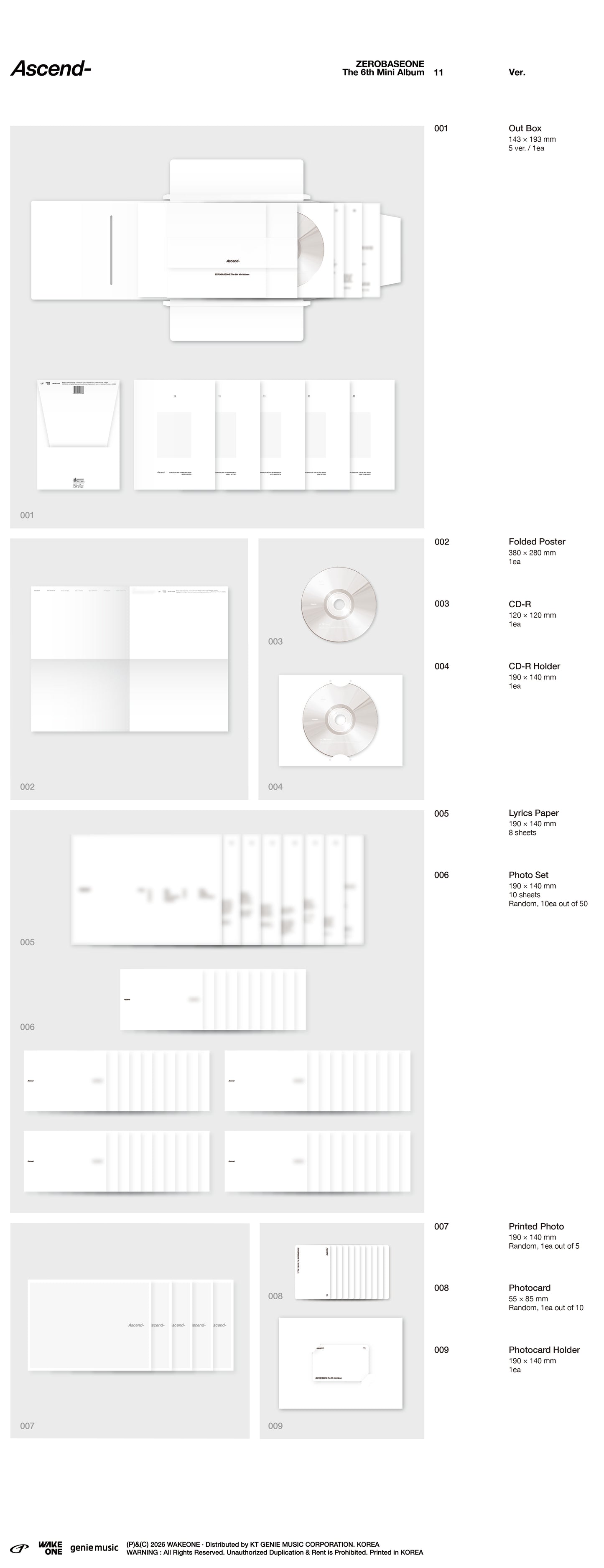 ZEROBASEONE - 6th mini album [Ascend-] (11 Ver.) (5 TYPES Random)