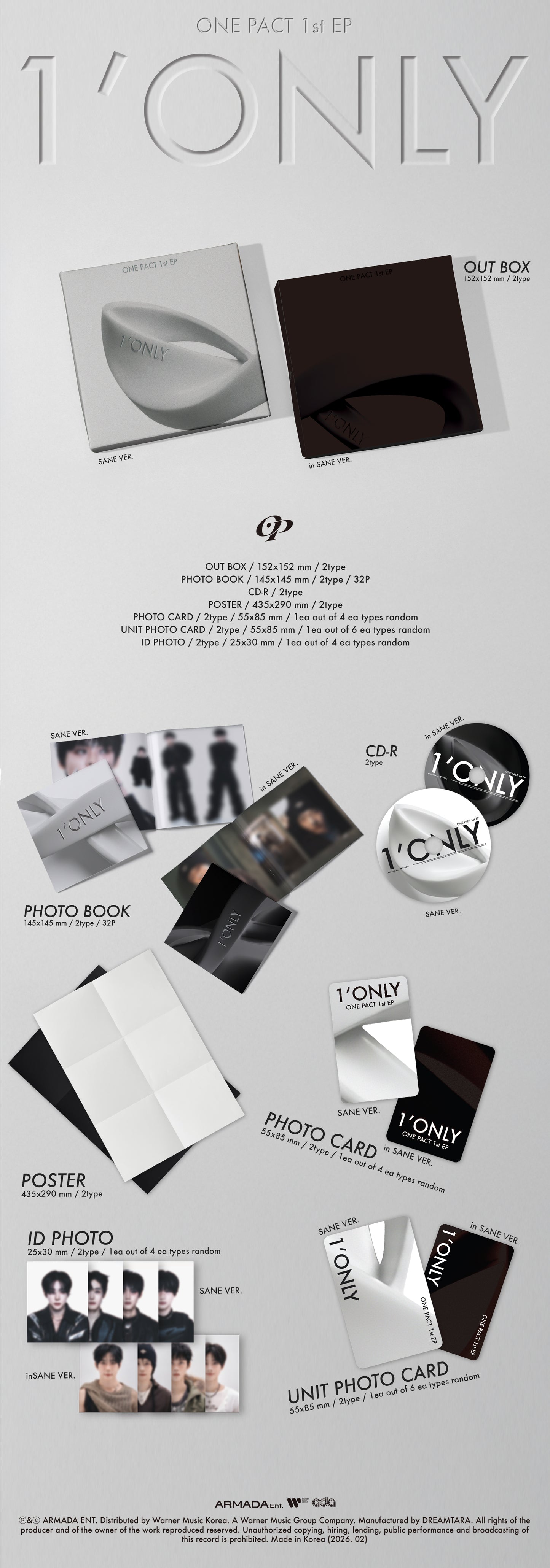 ONE PACT - 1st EP Album [1’ONLY] (2 TYPES Random)