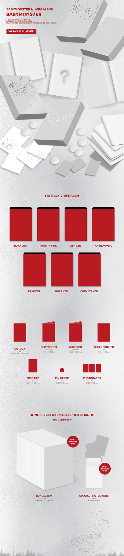 BABYMONSTER - 1ST MINI ALBUM [BABYMONS7ER] (YG TAG ALBUM Ver.) (Random Ver.)