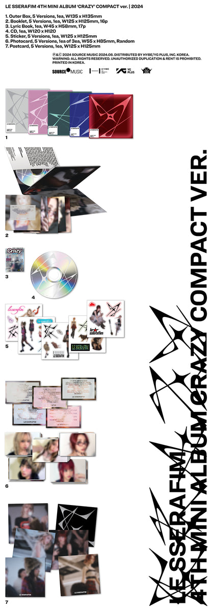 LE SSERAFIM 4TH MINI ALBUM [CRAZY] (COMPACT Ver.) (Random Ver.)