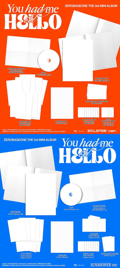 🎁(soundwave) ZEROBASEONE - 3RD MINI ALBUM [You had me at HELLO] (Random Ver.)